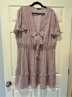 Tie-Front Dot Print Women's Dress